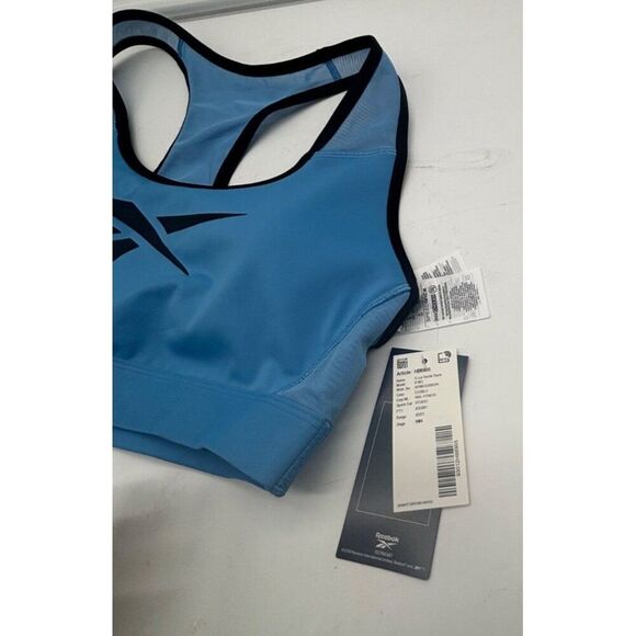 Reebok Plus Size Lux Vector Racer Sports Bra, Blue, Sz. 1X, Production Sample - Picture 4 of 8